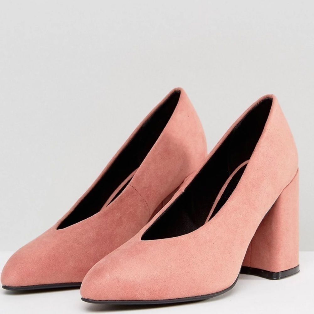 QUPID Dusty Rose, Suede, High Topline Block Point High Heels, Size 7, NWOT - Picture 1 of 10